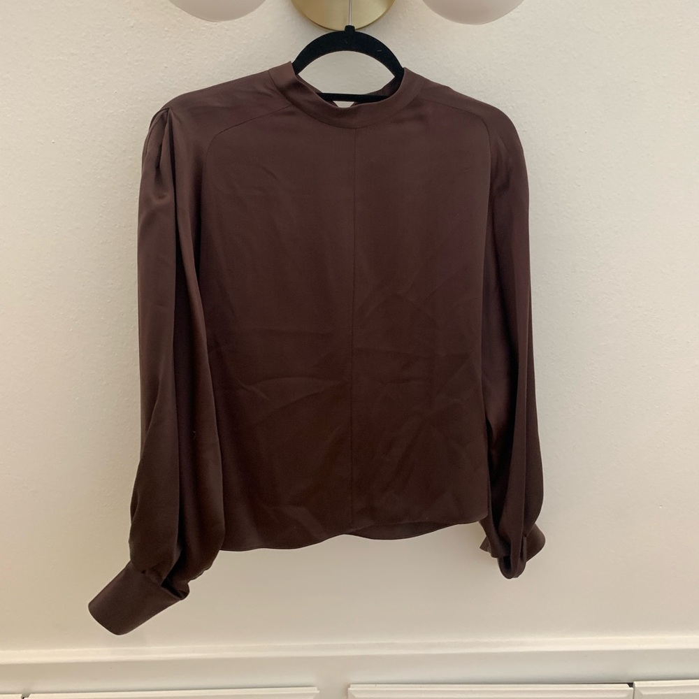 Vince Rich Brown Silk Blouse